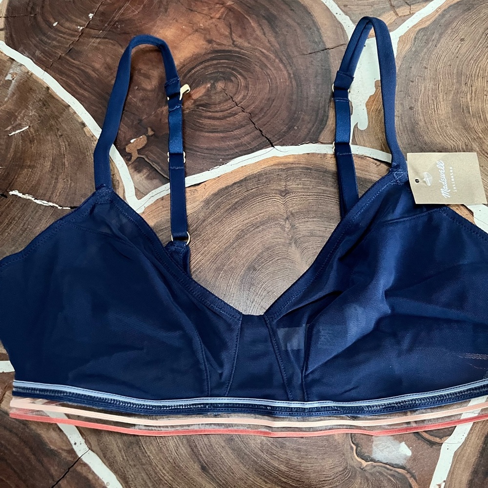 Madewell Nora Mesh Navy Blue Sheer Bra size M new with tags! - Picture 9 of 10